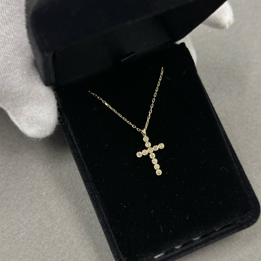 Natural Champagne Diamond Cross in Yellow Gold